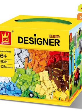 万格积木58231益智基础块拼装玩具10697/8创意桶教具小颗粒玩具