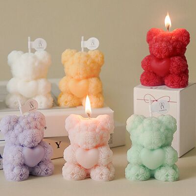 玫瑰小熊香薰蜡烛情人节礼物卧室氛围感香氛家居candle摆件