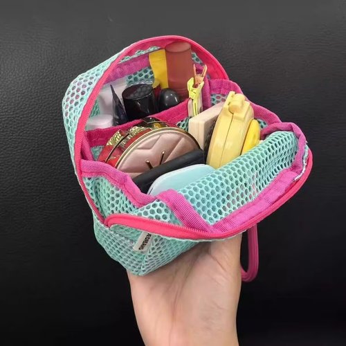 多巴胺豆腐包迷你网纱便携旅行洗漱化妆品收纳包补妆包网格杂物包