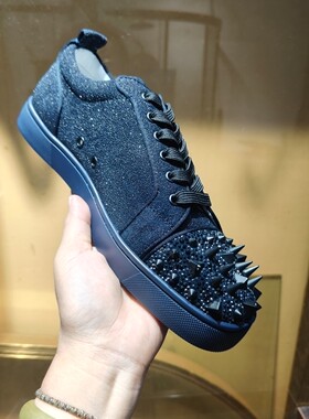 路铂廷AGZ CL低帮水钻男鞋黑色海参款红底单鞋铆钉情侣女鞋休闲鞋