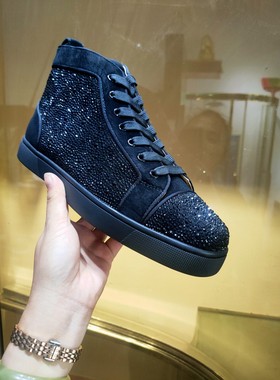 欧美AGZ CL水钻奥钻高帮男鞋休闲运动板鞋真皮系带运动红底女鞋