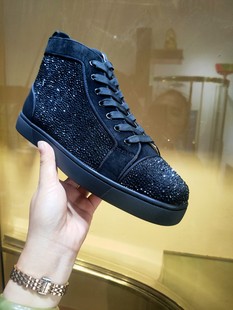 真皮系带运动红底女鞋 休闲运动板鞋 CL水钻奥钻高帮男鞋 欧美AGZ