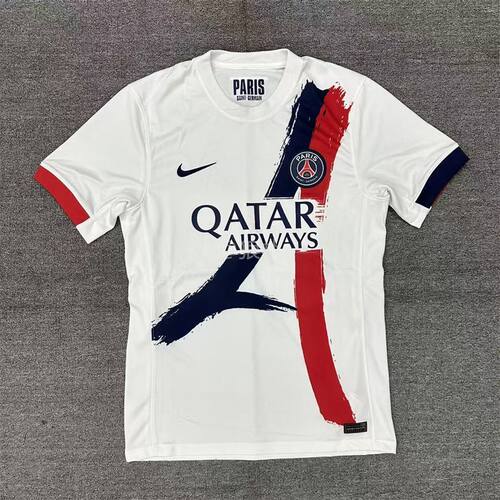 正品耐克Nike男子大巴黎球迷版速干印花圆领短袖白T恤 FN8781-101