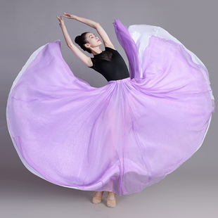 古典舞蹈服女飘逸半身长款720度大摆裙子新疆现代舞演出练功纱裙