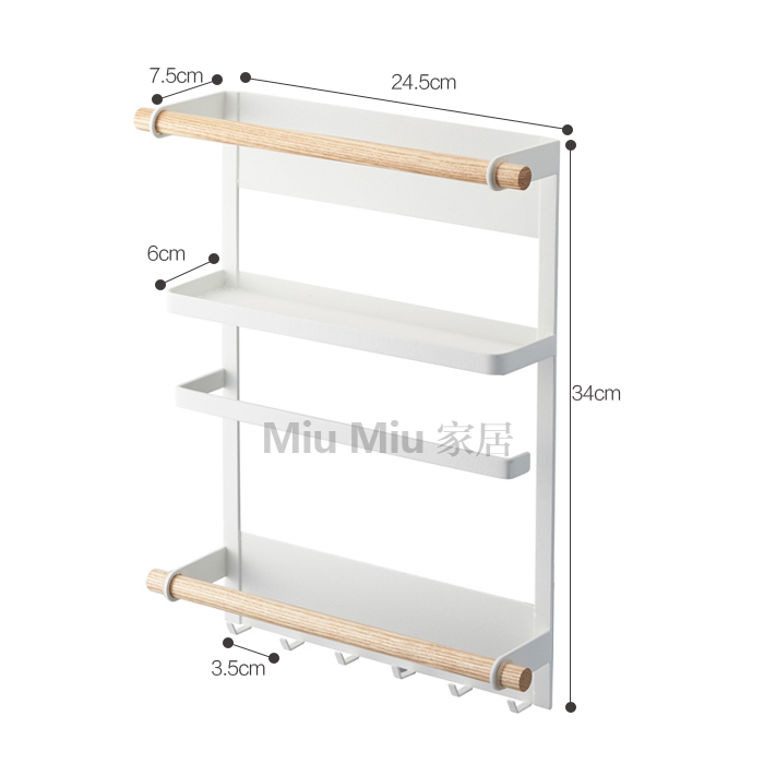 日式冰箱侧挂架厨房纸巾调味料罐子保鲜膜食谱收纳置物架吸附式