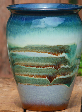 复古陶罐粗陶花盆陶瓷透气养根大口高三角梅绿植多肉植物盆栽花盆