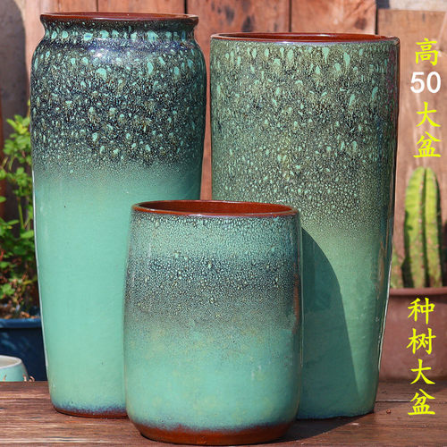 手工粗陶简约陶瓷透气养根大花盆