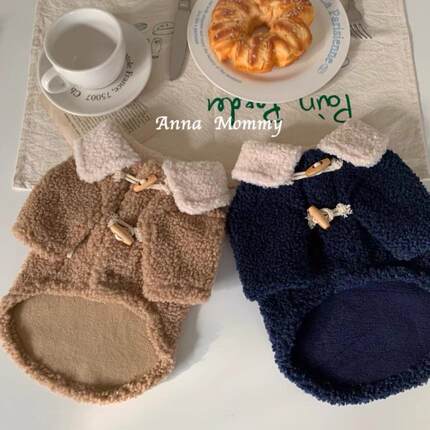 猫咪布偶泰迪博美比熊小型犬衣服秋冬加厚保暖狗狗带扣摇粒绒外套