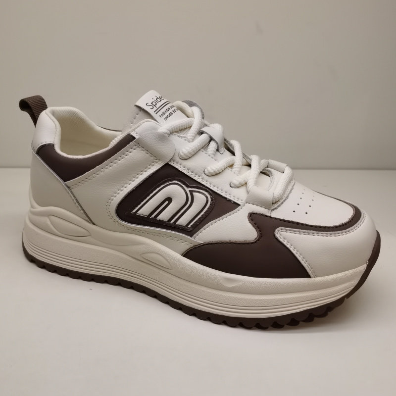 蜘蛛王女春秋单鞋新款真皮厚底松糕小白鞋女士拼色时尚休闲运动鞋