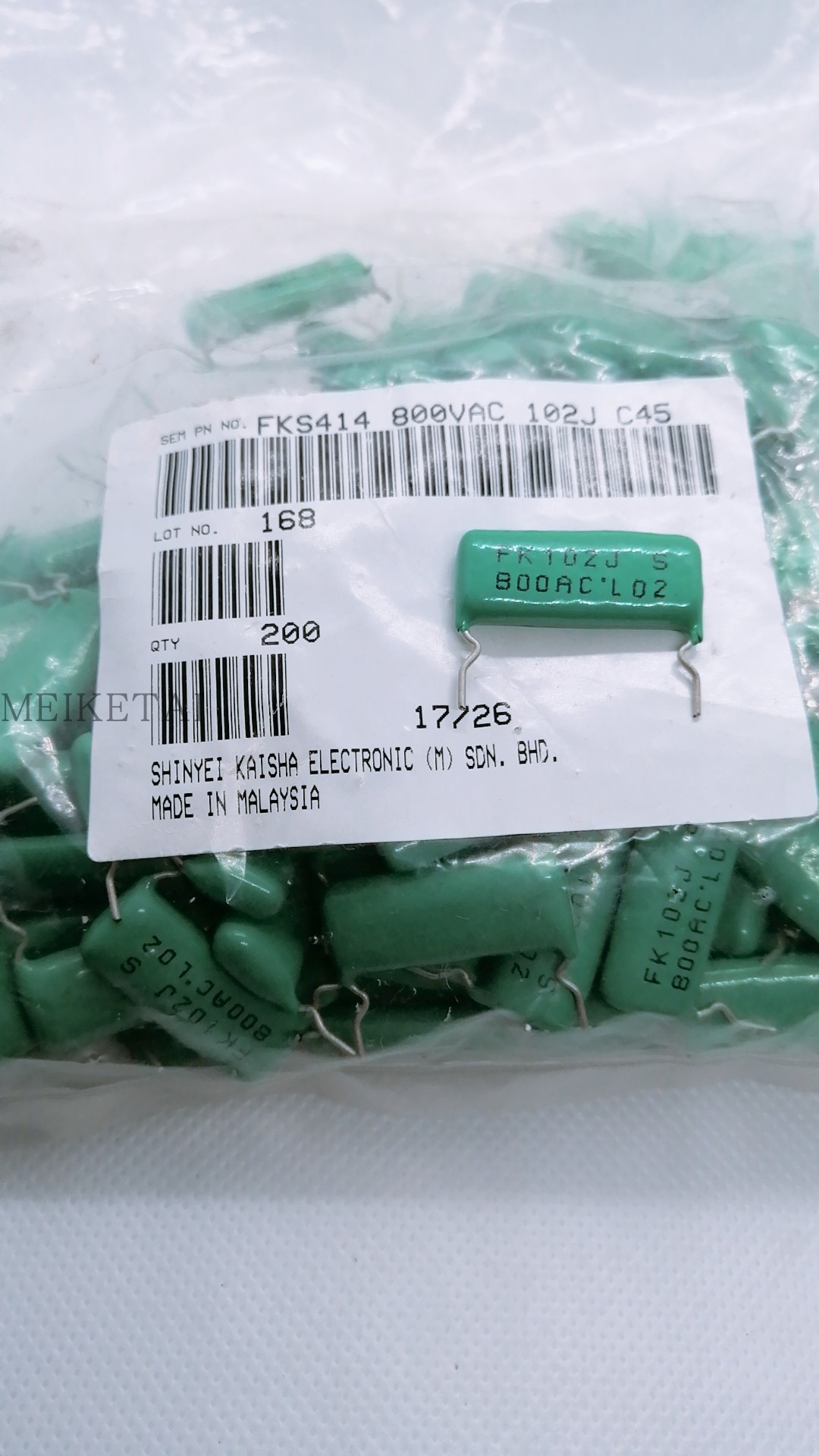 日本SHINYEI  800V 1000PF FK1002J 800AC CBB音频薄膜电容24MM