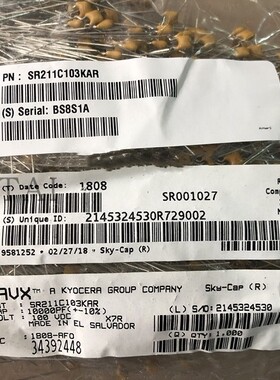 SR211C103KAR 100V10NF 0.01UF 103K   X7R AVX直插陶瓷独石电容