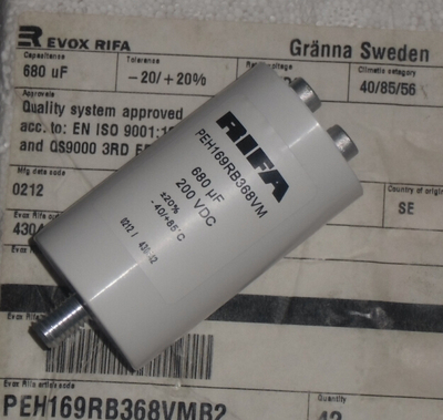 PEH169RB368VMB2  铝质电解电容器-螺旋式接线端   Evox Rifa