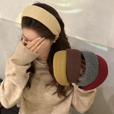 复古针织宽边高颅顶百搭发箍