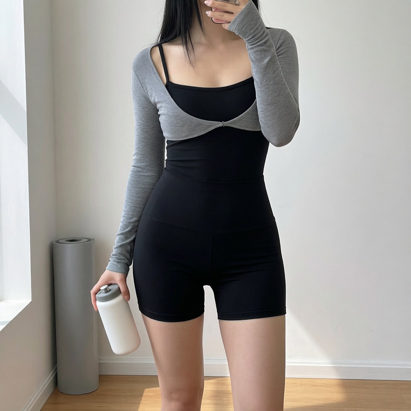 【正确版】宅女同款弹力X型修身袖套女 灰色/咖色 防晒开衫小罩衫