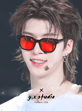 2024新款范丞丞黄明昊同款墨镜黄色彩色透明太阳镜男红色个性眼镜