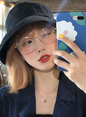 网红款眼镜女倪妮同款复古方形近视防辐射平光镜男韩版素颜眼镜框