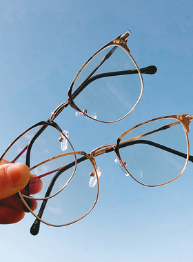 近视眼镜女方形斯文败类轻文艺优雅素颜平光镜男潮金属半框眼睛框