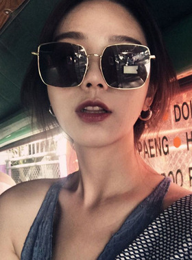 周扬青明星同款墨镜女潮2024新款网红复古方形大框太阳眼镜男圆脸