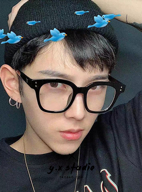 眼镜框网红款女素颜显瘦网红黑色平光眼镜男防蓝光韩版潮可配近视