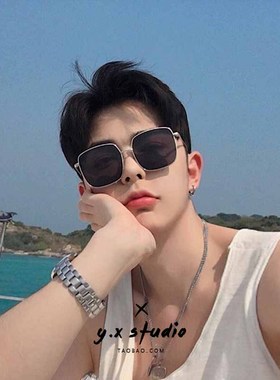 男士开车驾驶偏光太阳眼镜女潮韩版复古大脸方框海边渡假近视墨镜