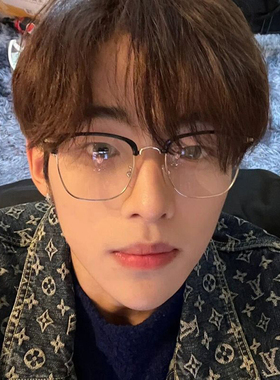 半框眼镜男款金丝斯文败类痞帅眼镜框女近视变色眼睛潮牌镜框男潮