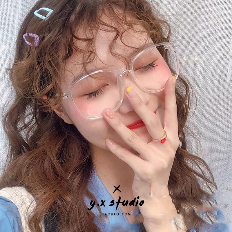 网红款透明韩版可度数平光眼镜