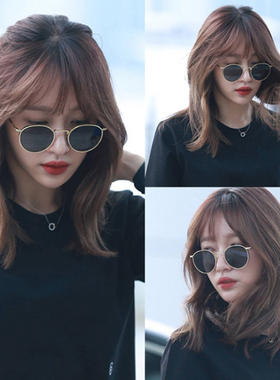 韩国个性明星同款开车时尚墨镜女潮圆脸太阳镜小脸网红复古原宿风