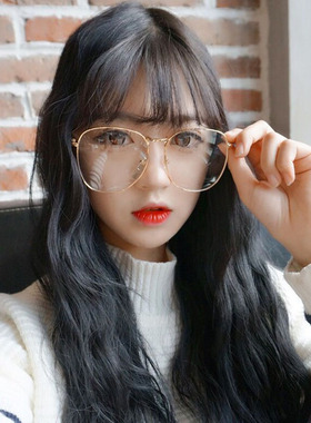复古ins网红同款街拍大脸显瘦眼镜框女韩版近视圆平光大框眼镜女