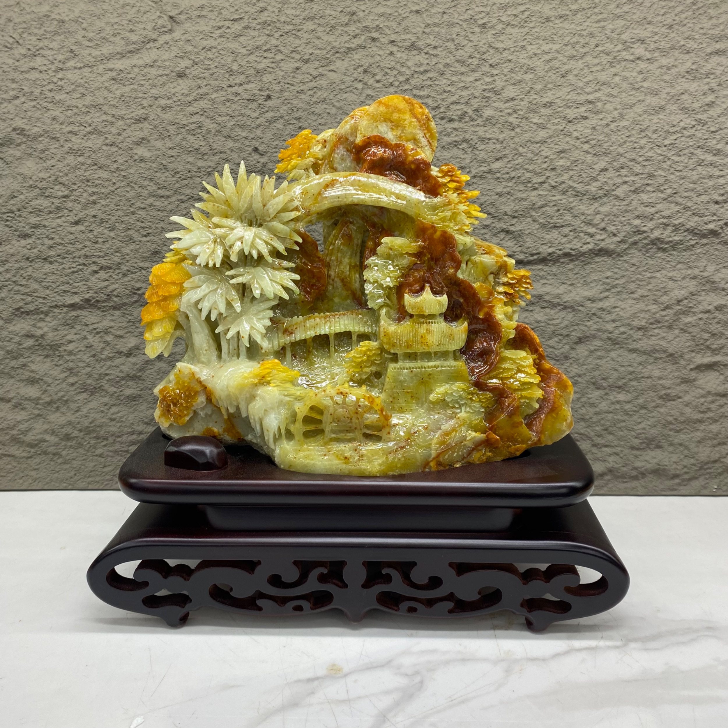 岫玉山水摆件链接里有多款图片天然精品客厅招财办公桌包邮送底座