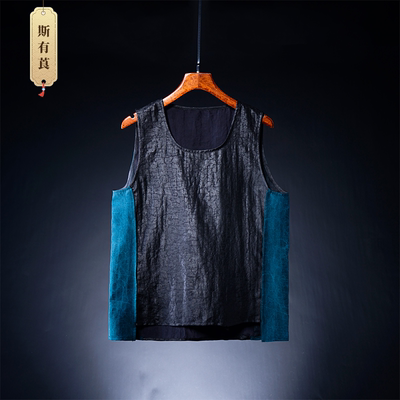 香云纱桑蚕丝背心真丝无袖上衣