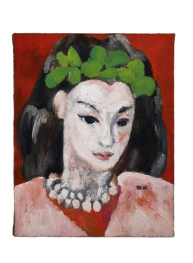 春天的少女 手绘亚麻油画 魏文绮 现货实拍