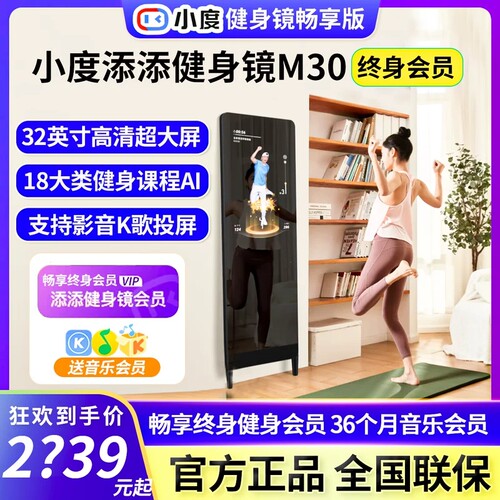 小度添添智能健身镜m30畅享版家用全身魔镜瑜伽跳舞运动镜健身
