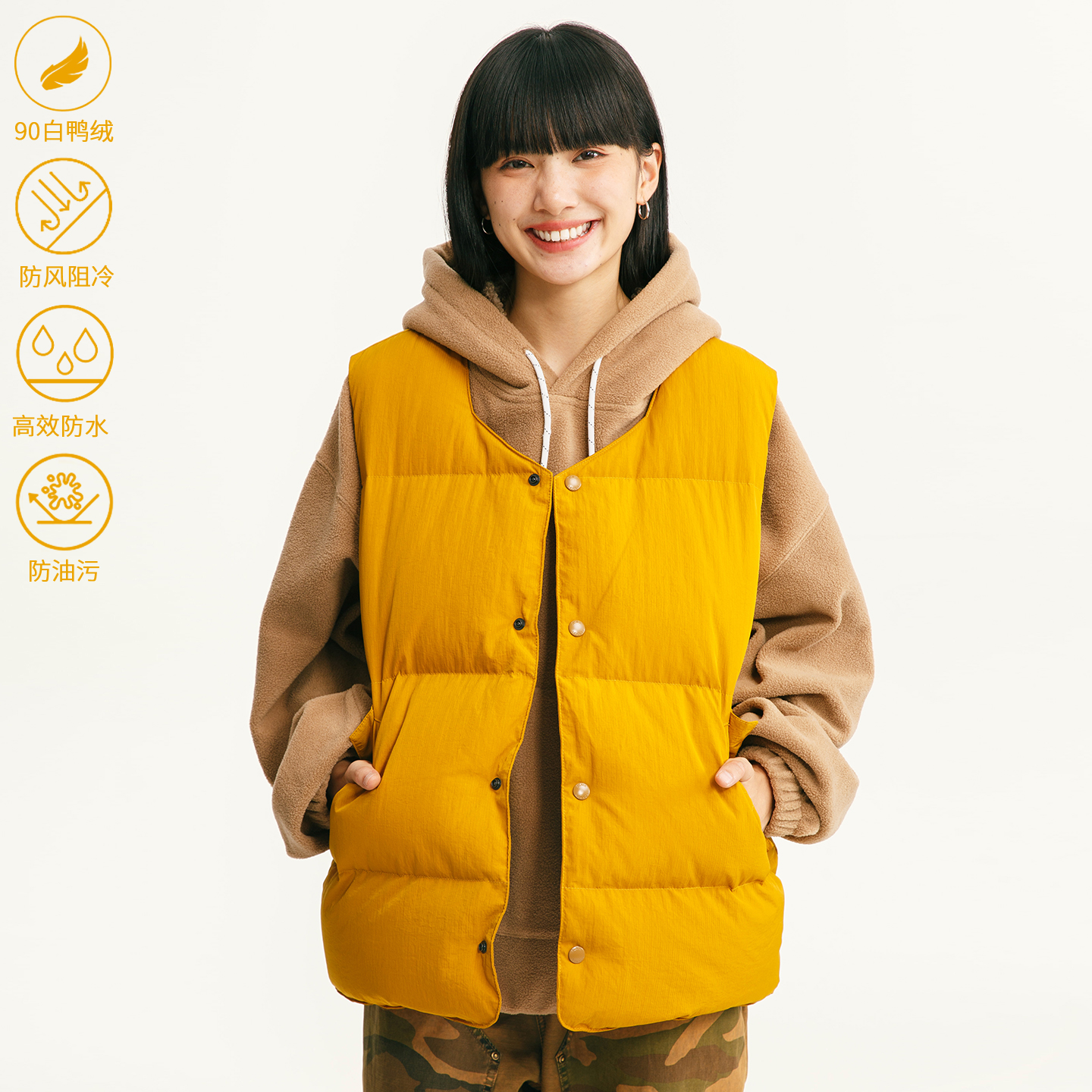潮牌90白鸭绒无袖羽绒马甲