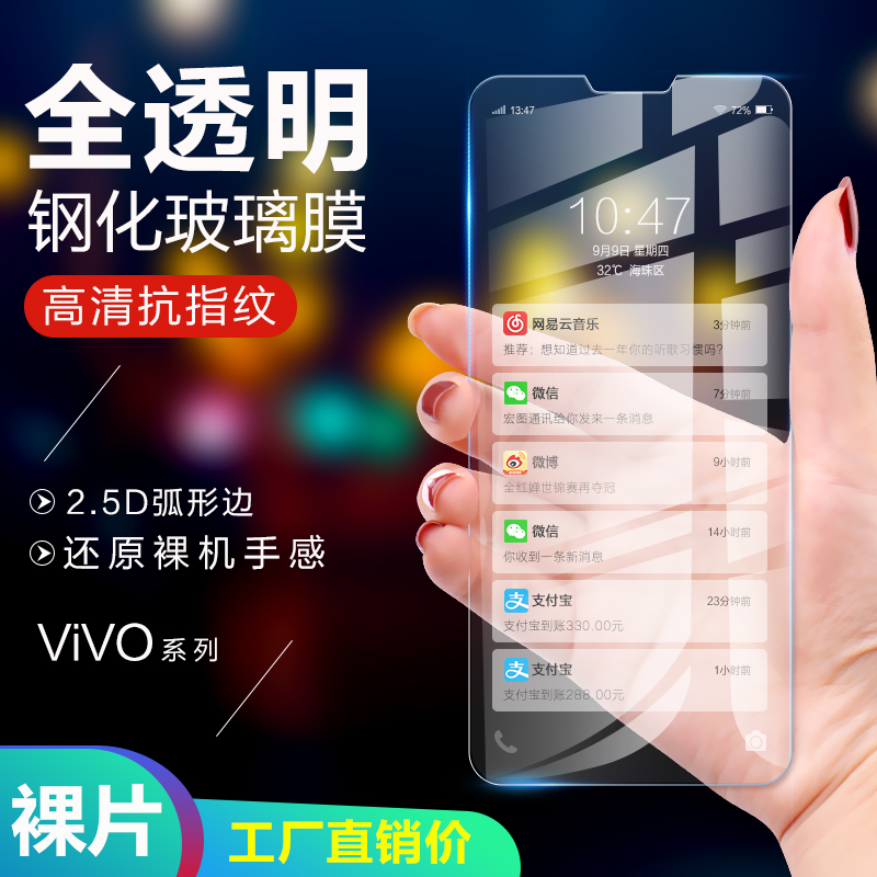 适用vivo Y85 Y33S Y53 Y31S Y10 Y76S Y55S Y9S钢化玻璃膜手机膜批发-封面