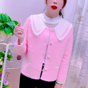 法式名媛小香风外套女秋冬新款小个子时尚洋气减龄娃娃领短款上衣