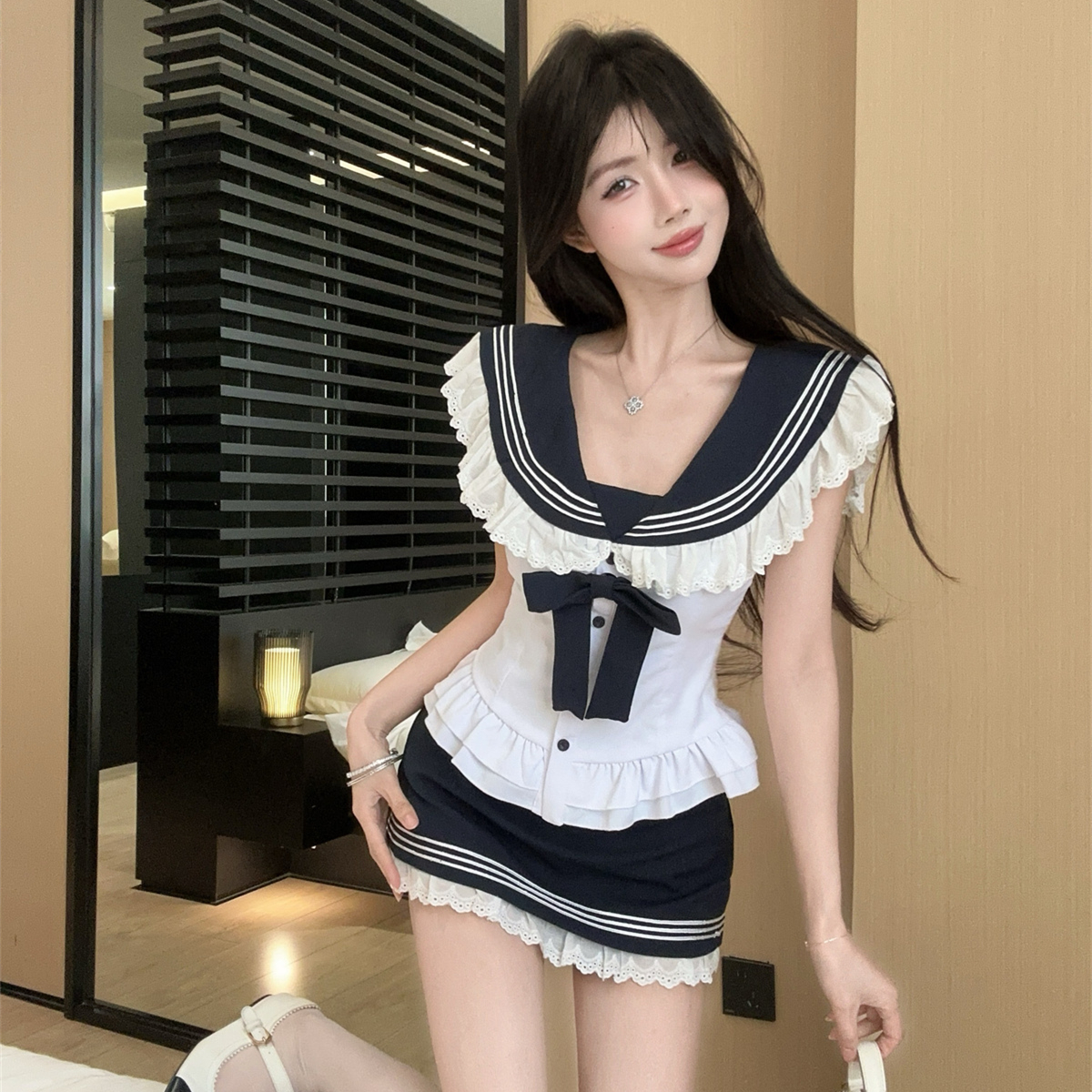 迪士尼穿搭短裤白色高级感韩系