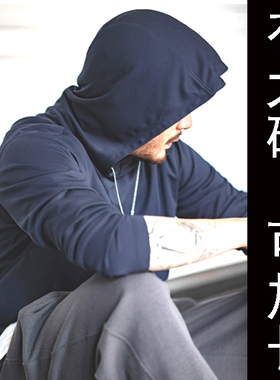 上新#男款藏蓝色长袖连帽T恤帽衫厚款#纯棉弹力加肥加大码#可加长