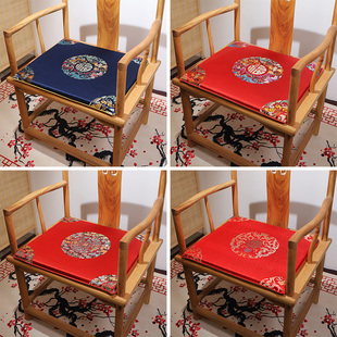 红木沙发坐垫新中式椅子餐椅餐饮茶座座椅垫定制红色凳子垫子防滑