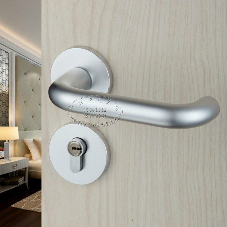 老人门锁实心耐用室内卧室通道机械五金简约U型形弯曲房门锁