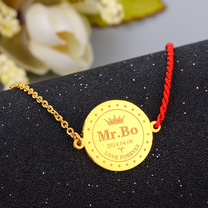 定做黄金足金吊坠刻字雕刻名字手链项链首饰来料加工999纯金新款