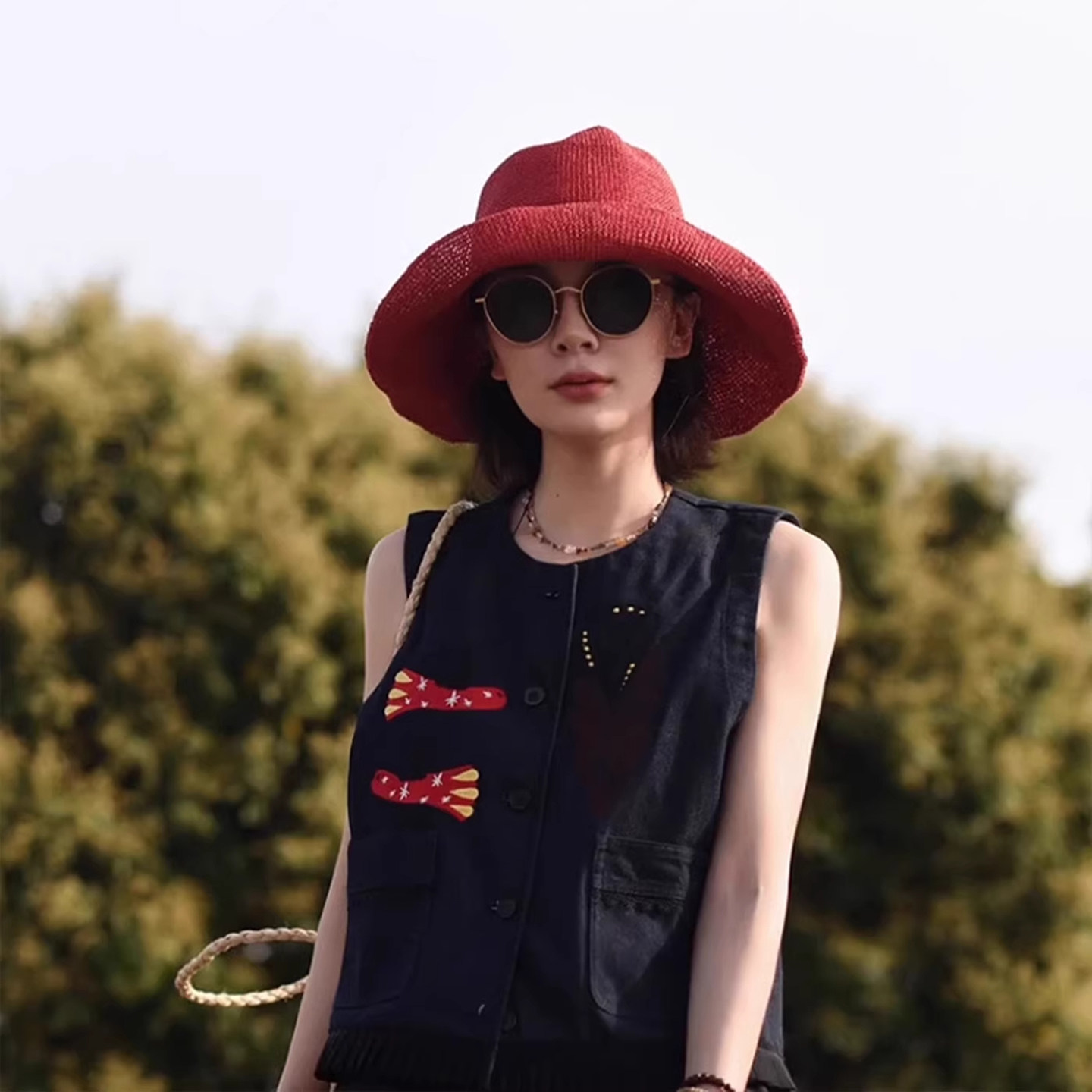 手细勾针草帽夏季帽子女大檐太阳帽渔夫帽出游遮阳帽海边防晒帽女