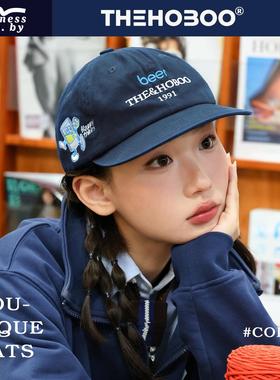 原创字母刺绣鸭舌帽女秋冬宽檐显脸小棒球帽男款帽子街头个性帽新