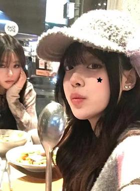 韩系ins古早感创意摇粒绒长毛护耳帽女冬季保暖脸小毛毛雪地帽子