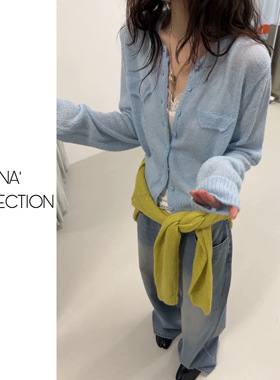 【吉满】韩版柔光慵懒软糯羊毛混纺温柔风针织开衫JM3094