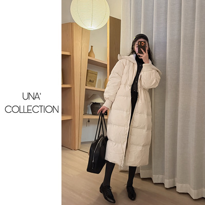 吉满白鸭绒外套90长款针