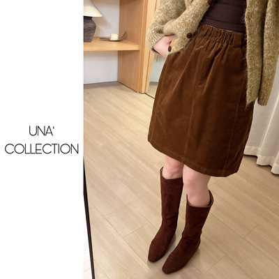 【吉满】欧版小众设计感松紧腰灯芯绒半身裙JM2857