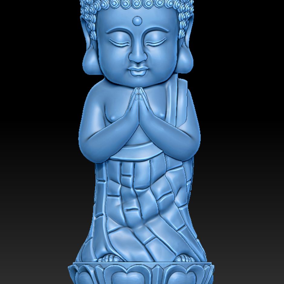 圆雕图 三维立体 stl 3D打印 站莲台小如来
