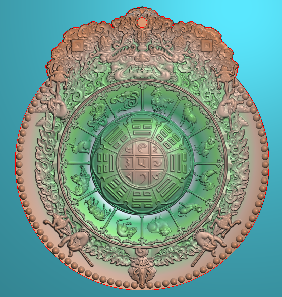 精雕图 浮雕图 灰度图 bmp格式  十二生肖九宫八卦