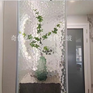 定制水立方水波纹艺术玻璃屏风隔断客厅玄关洗手台卫生间隔断墙