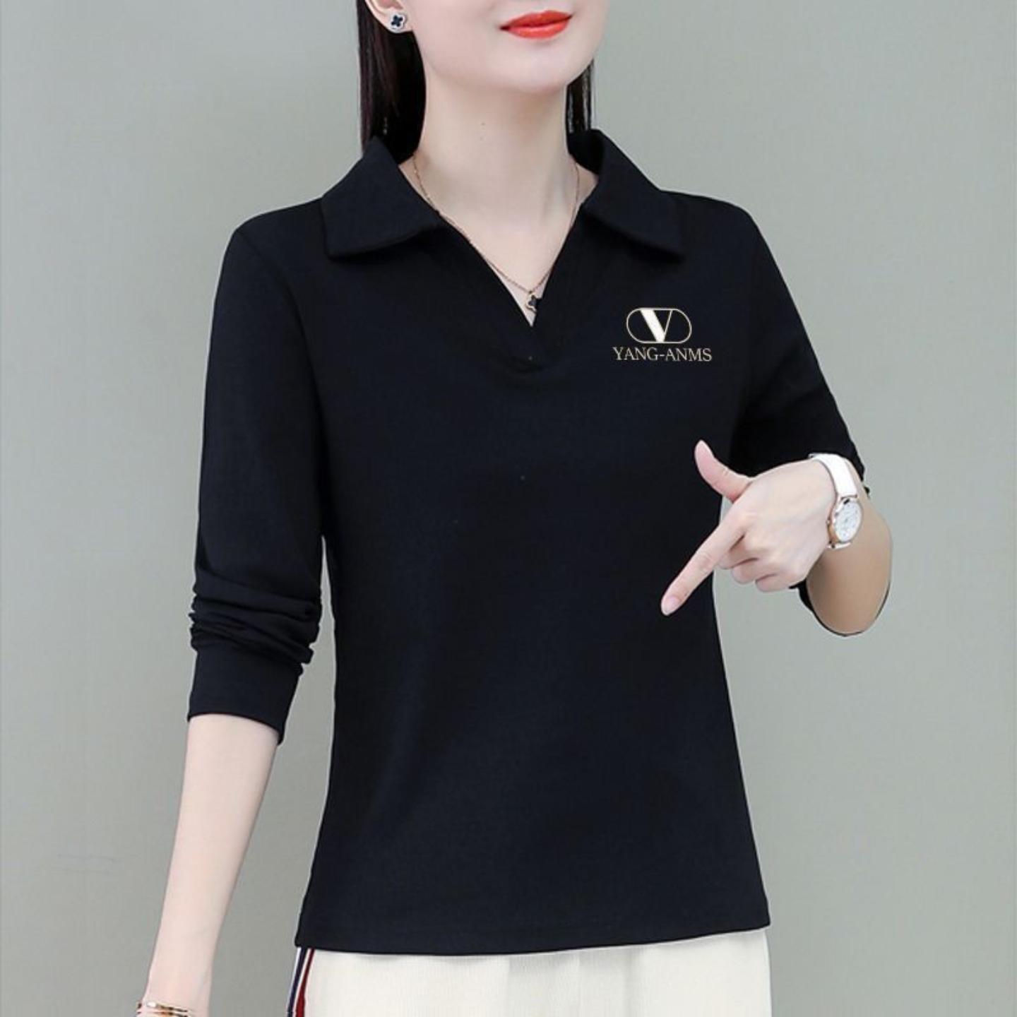 纯色翻领t恤女内搭春秋女装polo